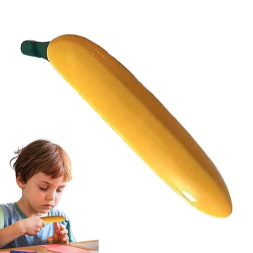 Tyinerc 4 Stück Fantasie-Kugelschreiber, Banane, Kugelschreiber, Obst, Zeichentrick-Stifte mit schwarzer Tinte, lustige Kugelschreiber, niedliche Stifte in Bananenform von Tyinerc