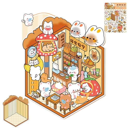Tyinerc Kreative Miniatur-Heimaufkleber, Miniatur-Szenenaufkleber, Cartoon-Haus-Aufkleber, 3D-Effekt, Machen Sie Ihre eigenen Bühnen-Abziehbilder, Scrapbooking-Dekorationswerkzeug Tyinerc Kreative Miniatur-Heimaufkleber, Miniatur-Szenenaufkleber, Cartoon-Haus-Aufkleber, 3D-Effekt, Machen Sie Ihre eigenen Bühnen-Abziehbilder, Scrapbooking-Dekorationswerkzeug von Tyinerc