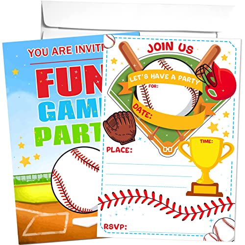 25 Stück Baseball-Geburtstagsparty-Einladungskarten mit Umschlägen, Baseball-Sportspieler, Ticket-Einladungen für Jungen und Mädchen, Geburtstag, Babyparty, All Star, Baseball-Party-Dekorationen 25 Stück Baseball-Geburtstagsparty-Einladungskarten mit Umschlägen, Baseball-Sportspieler, Ticket-Einladungen für Jungen und Mädchen, Geburtstag, Babyparty, All Star, Baseball-Party-Dekorationen von Tyndallrays