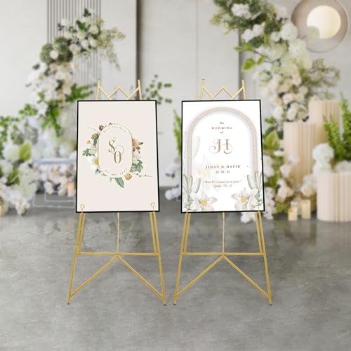 2 Stück Staffelei aus Metall Verstellbare Faltbare L*B 90 * 48cm Leinwandständer für Hochzeit Malerei Leinwand Plakate (4 verstellbare Löcher) von TyochiAki