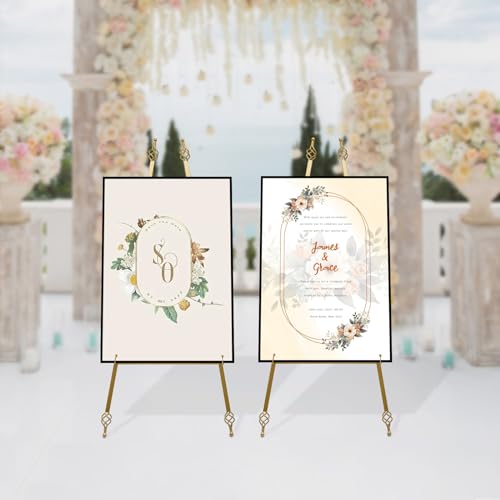 2 Stück Staffelei aus Metall Verstellbare Faltbare L*B 90 * 48cm Leinwandständer für Hochzeit Malerei Leinwand Plakate (6 verstellbare Löcher) von TyochiAki