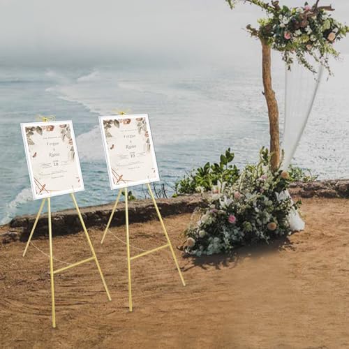 2 Stück Staffelei aus Metall Verstellbare Faltbare Leinwandständer für Hochzeit Malerei Leinwand Plakate (Gold, 41,5 * 127 cm) von TyochiAki