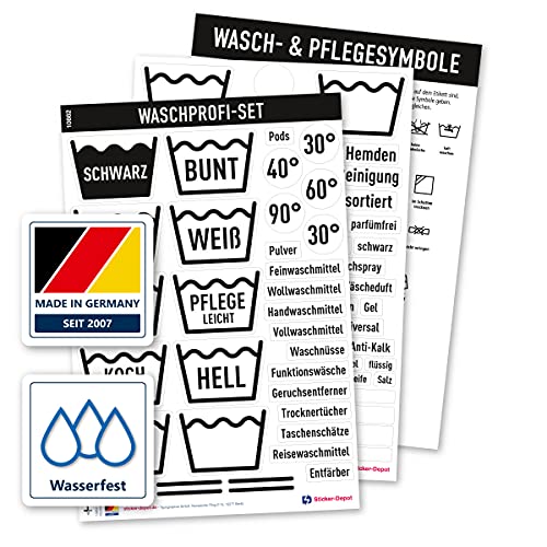 Typographus - 108 praktische Aufkleber zum Wäsche sortieren - Sticker für Wäschekorb, Boxen, Säcke & Regale - inkl. Blanko Etiketten zum selbst Beschriften (SW/transparent) von Typographus