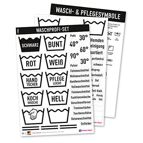 Typographus - 108 praktische Aufkleber zum Wäsche sortieren - Sticker für Wäschekorb, Boxen, Säcke & Regale - inkl. Blanko Etiketten zum selbst Beschriften (SW / weiß) von Typographus