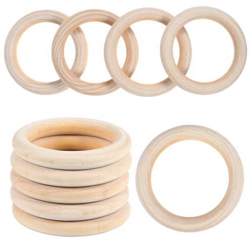 10 Stück 70 mm natürliche Holzringe zum Basteln, unlackierte massive Vorhang-Holzreifen, Holzschlaufen, Anhängerverbinder für Bastelarbeiten, Kunstzubehör, Schmuckherstellung, Heimdekoration 10 Stück 70 mm natürliche Holzringe zum Basteln, unlackierte massive Vorhang-Holzreifen, Holzschlaufen, Anhängerverbinder für Bastelarbeiten, Kunstzubehör, Schmuckherstellung, Heimdekoration von Tyqour