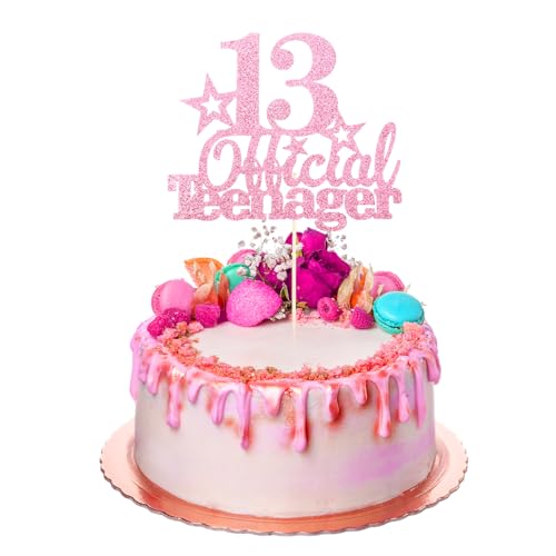 Tyqour 13.Geburtstag Tortendeko Rosa Official Teenager 13th Birthday Cupcake Toppers Rosa 13 Happy Birthday Kuchen Deko mit Karton, Glitter für 13. Geburtstag Kuchendeko Dekoration Mädchen Jungen Tyqour 13.Geburtstag Tortendeko Rosa Official Teenager 13th Birthday Cupcake Toppers Rosa 13 Happy Birthday Kuchen Deko mit Karton, Glitter für 13. Geburtstag Kuchendeko Dekoration Mädchen Jungen von Tyqour
