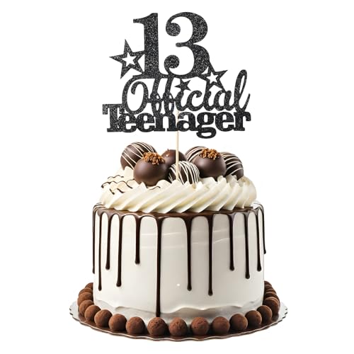 Tyqour 13.Geburtstag Tortendeko Schwarz Official Teenager 13th Birthday Cupcake Toppers 13 Happy Birthday Kuchen Deko, Glitter Für 13. Geburtstag Kuchendeko Dekoration Mädchen Jungen Tyqour 13.Geburtstag Tortendeko Schwarz Official Teenager 13th Birthday Cupcake Toppers 13 Happy Birthday Kuchen Deko, Glitter Für 13. Geburtstag Kuchendeko Dekoration Mädchen Jungen von Tyqour