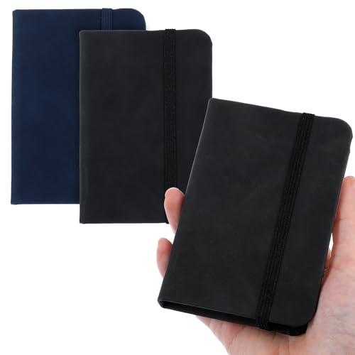 Tyqour 2 Stück A7 Notizbuch A7 Notizblock Kleines Mini Notizbuch mit Gummizugverschluss, Klein Taschennotizbuch LiniertesNotizbuch zum Schreiben 100 Seiten für Schule, Arbeit(Schwarz, Blau) von Tyqour