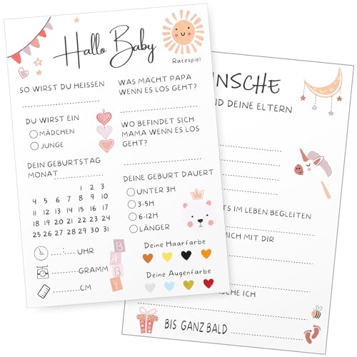 Tyqour 20 Stück Babyparty Spiele Karten zum Ausfüllen Babyshower Spiele für Junge und Mädchen Babyparty Ratespiel Oder Gender Reveal Spiele, Karten Babyparty Deko Beidseitig Bedruckt -Deutsch Tyqour 20 Stück Babyparty Spiele Karten zum Ausfüllen Babyshower Spiele für Junge und Mädchen Babyparty Ratespiel Oder Gender Reveal Spiele, Karten Babyparty Deko Beidseitig Bedruckt -Deutsch von Tyqour