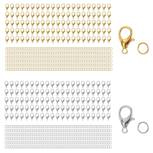 Tyqour 200 Stück Armband Verschluss 12mm mit 500 Biegeringe 5mm Gold und Silber Kettenverschluss, Ketten Verschlüsse, Schmuckverschluss, Karabinerverschluss, Verschlüsse für Schmuckherstellung Tyqour 200 Stück Armband Verschluss 12mm mit 500 Biegeringe 5mm Gold und Silber Kettenverschluss, Ketten Verschlüsse, Schmuckverschluss, Karabinerverschluss, Verschlüsse für Schmuckherstellung von Tyqour