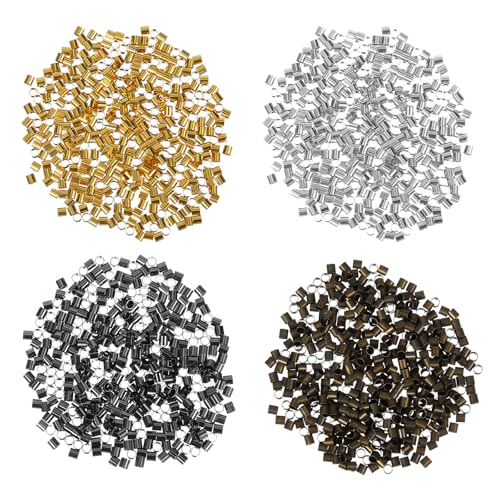 Tyqour 2000 Stück Quetschperlen, 2mm Tube Crimp Perlen Quetschperlen Verschluss für Schmuckherstellung Gemischte Armband Halsketten Schmuck Armbänder Crimp Beads for Jewelry Making von Tyqour