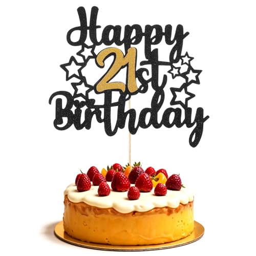 Tyqour 21. Geburtstag Junge Happy 21st Birthday Cake Topper, Gold Schwarz Cake Topper 21 Geburtstag 21st Birthday Cake-Decoration Kuchen Deko Jungen Mädchen Mann Frau Tyqour 21. Geburtstag Junge Happy 21st Birthday Cake Topper, Gold Schwarz Cake Topper 21 Geburtstag 21st Birthday Cake-Decoration Kuchen Deko Jungen Mädchen Mann Frau von Tyqour