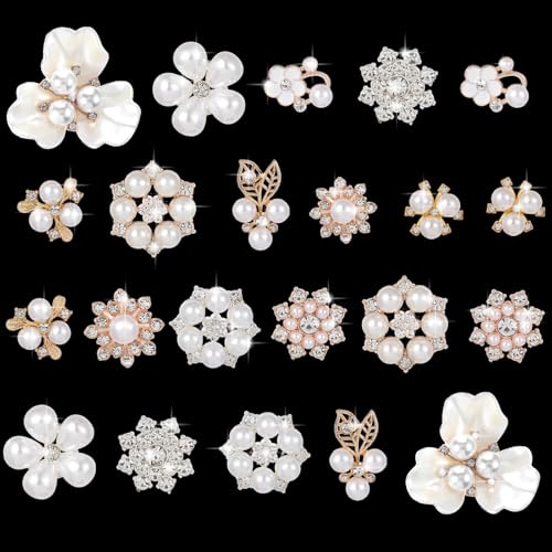 Tyqour 22 Stück Perlen-Strass-Knöpfe, Perlen-Brosche, Strassverzierungen für Handwerk, Hochzeitsstrauß, Schmuckherstellung, Kleidung, Taschen, Schuhe, Dekoration Tyqour 22 Stück Perlen-Strass-Knöpfe, Perlen-Brosche, Strassverzierungen für Handwerk, Hochzeitsstrauß, Schmuckherstellung, Kleidung, Taschen, Schuhe, Dekoration von Tyqour