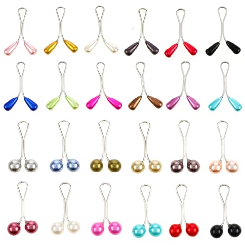 Tyqour 24 Stück Damen Hijab Pins Clips, Muslimischer Hijab-Schal, Hijab Pins Imitation Pearl Schal, Frauen Hijab Brosche Clip für Sicherheitsnadeln, Knöpfe, Hochzeitskleid, dekorative Ansteckblume von Tyqour