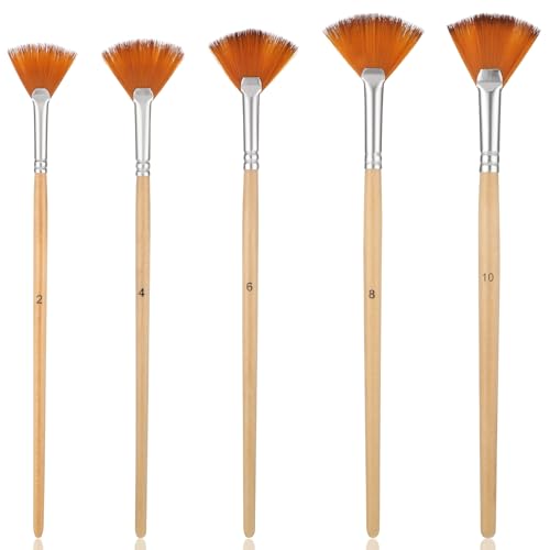Tyqour 5 Stück Nylon Fächerpinsel Set Malen Pinsel Set Acrylpinsel Fächerpinsel Aquarell,Langer Holzgriff Künstlerpinsel Pinselset für Acrylmalerei,Aquarellmalerei,ölmalereiGouachemalerei(2/4/6/8/10) Tyqour 5 Stück Nylon Fächerpinsel Set Malen Pinsel Set Acrylpinsel Fächerpinsel Aquarell,Langer Holzgriff Künstlerpinsel Pinselset für Acrylmalerei,Aquarellmalerei,ölmalereiGouachemalerei(2/4/6/8/10) von Tyqour