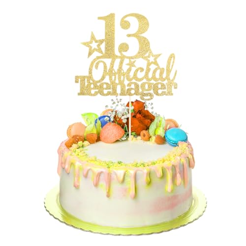 Tyqour Gold 13.Geburtstag Tortendeko Official Teenager 13th Birthday Cupcake Toppers Gold 13 Happy Birthday Kuchen Deko Glitter für 13. Geburtstag Kuchendeko Dekoration Mädchen Jungen Tyqour Gold 13.Geburtstag Tortendeko Official Teenager 13th Birthday Cupcake Toppers Gold 13 Happy Birthday Kuchen Deko Glitter für 13. Geburtstag Kuchendeko Dekoration Mädchen Jungen von Tyqour