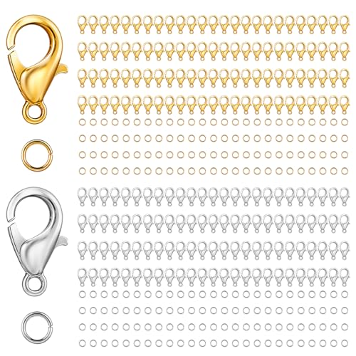 Tyqour Karabinerverschlüsse, Gold/Silber, Schmuckverschlüsse, Halsketten-Verschlüsse, Armband-Verschlüsse, Charm-Halsketten-Set, Verschlüsse für Schmuckherstellung, 700 Stück von Tyqour