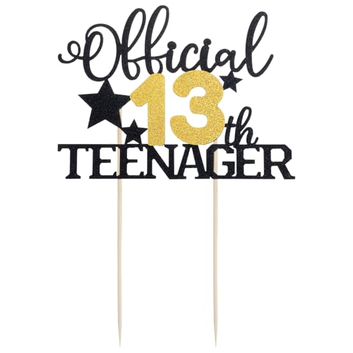 Tyqour Offiziell Teenager 13 Cake Topper 13 Geburtstag Jungen Mädchen Deko Gold Schwarz Official Teenager 13th Birthday Cupcake Toppers Official Teenage Glitter für 13. Geburtstag Kuchen Dekoration Tyqour Offiziell Teenager 13 Cake Topper 13 Geburtstag Jungen Mädchen Deko Gold Schwarz Official Teenager 13th Birthday Cupcake Toppers Official Teenage Glitter für 13. Geburtstag Kuchen Dekoration von Tyqour