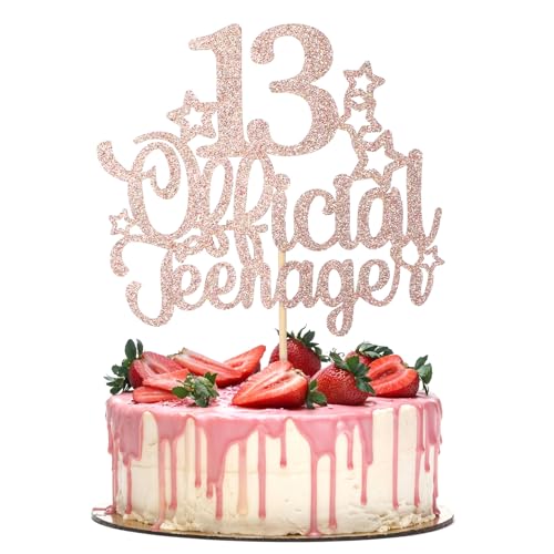 Tyqour Rose 13.Geburtstag Tortendeko Rose Official Teenager 13th Birthday mit Papierkarte Cupcake Toppers 13 Happy Birthday Kuchen Deko Glitter für 13. Geburtstag Kuchendeko Dekoration Mädchen Jungen Tyqour Rose 13.Geburtstag Tortendeko Rose Official Teenager 13th Birthday mit Papierkarte Cupcake Toppers 13 Happy Birthday Kuchen Deko Glitter für 13. Geburtstag Kuchendeko Dekoration Mädchen Jungen von Tyqour