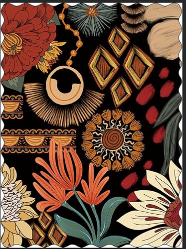 Schwarze Boho-Tischdecke mit Blumenmuster, C1, 52 x 70 cm Schwarze Boho-Tischdecke mit Blumenmuster, C1, 52 x 70 cm von Tyrot