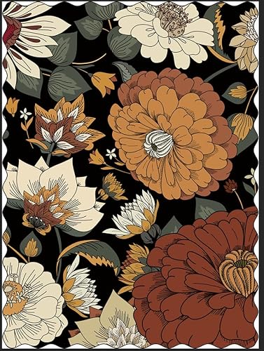 Schwarze Boho-Tischdecke mit Blumenmuster, C1, 60 x 102 cm Schwarze Boho-Tischdecke mit Blumenmuster, C1, 60 x 102 cm von Tyrot