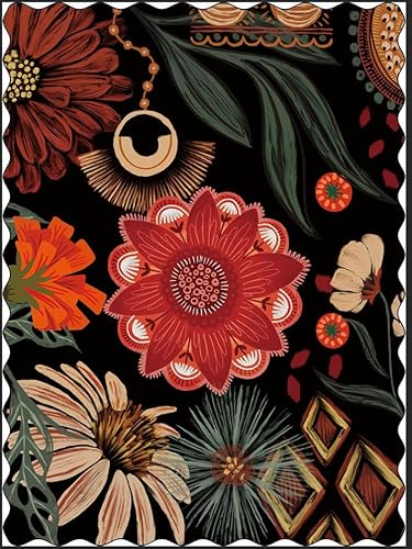 Schwarze Boho-Tischdecke mit Blumenmuster, C2, 60 x 120 cm Schwarze Boho-Tischdecke mit Blumenmuster, C2, 60 x 120 cm von Tyrot