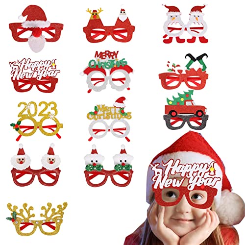 Tytlyworth Weihnachtsbrille für Kinder - Glitzer-Partygeschenk-Gläser für Kinder, 12 Stück - Weihnachtsbrille zum Tragen, Weihnachtsgeschenke für Erwachsene, Weihnachtsgeschenke für die Schulparty von Tytlyworth