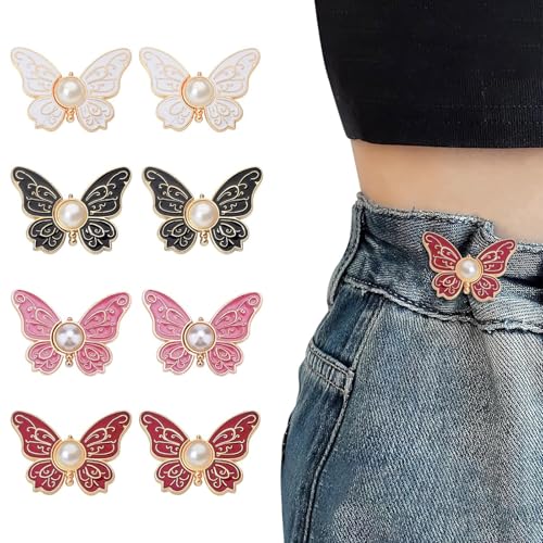 Hosen-Taillenspanner mit Blumen-Anstecknadeln, 3/4/7-Set für lose Jeans, 2025, verstellbare Taillenschnalle, Verlängerungsset, Hosen-Clips, kein Nähen für Jeans, Röcke, Tyuffghet (4 Stück) von Tyuffghet