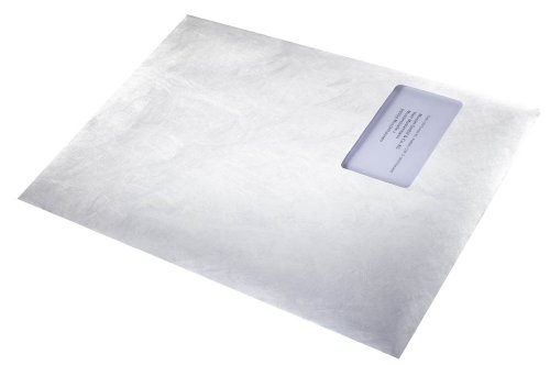 Tyvek 00011796 Versandtasche C4 (229x324 mm), weiß, mit Fenster, haftklebend, 100 Stück von Tyvek