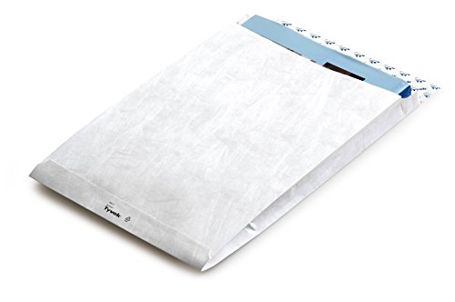 Tyvek Faltentaschen B4 (100 Stück) 343x250x20mm | Reißfeste, wasserabweisende Versandtaschen mit Spitzboden | Versandtasche haftklebend ohne Fenster | Umschläge mit 55 g/m² | Weiß von Tyvek