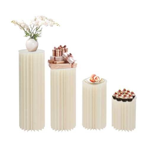 4er Set Blumenständer Faltbare Papier-Blumensäulen, Runde Karton Pflanzenständer Hintergrund Deko Hochzeitsvase mit Klare PVC-Platten, für Hochzeit Geburtstag Party, Weiß, 40/60/80/100cm 4er Set Blumenständer Faltbare Papier-Blumensäulen, Runde Karton Pflanzenständer Hintergrund Deko Hochzeitsvase mit Klare PVC-Platten, für Hochzeit Geburtstag Party, Weiß, 40/60/80/100cm von Tyvotrend