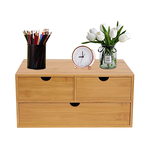 Tyvotrend Schreibtisch Organizer aus Holz, Aufbewahrungsbox mit 3 Schubladen, Bambus Schubladenbox Heimarbeitsplatz Bürobedarf, Ordnungssystem für Büro oder Schminktisch, 33x19x16cm Tyvotrend Schreibtisch Organizer aus Holz, Aufbewahrungsbox mit 3 Schubladen, Bambus Schubladenbox Heimarbeitsplatz Bürobedarf, Ordnungssystem für Büro oder Schminktisch, 33x19x16cm von Tyvotrend