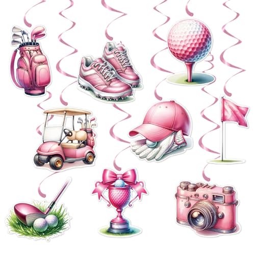 Rosafarbene Golf-Hängewirbel, Golf-Party-Dekorationen, 9 Stück, Golf-Ausschnitte, Folien-Hängewirbel, Deckendekoration für Mädchen, Let's Par-Tee, Golf-Hängedekorationen für Babyparty Rosafarbene Golf-Hängewirbel, Golf-Party-Dekorationen, 9 Stück, Golf-Ausschnitte, Folien-Hängewirbel, Deckendekoration für Mädchen, Let's Par-Tee, Golf-Hängedekorationen für Babyparty von TzTwodcaz