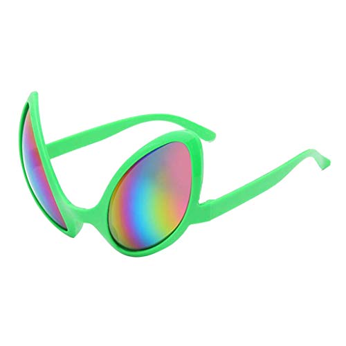 Meet Alien Glasses Fancy Sunglasses UFO Mirror Bug Glasses Silver Frame Colorful Lens One Size von U/ D