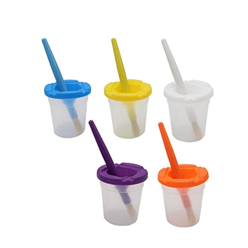 U/ D 5 Stück Kunststoff Farbdosen mit Deckel für Kinder Schulbedarf Anti-Verschütten Wasserbecher Farbdose und Stopper für künstlerisches Malen (A) von U/ D