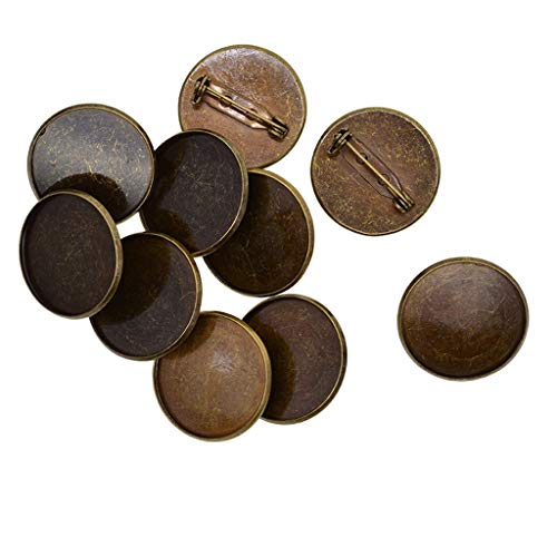 U/ D Broschen-Verschlüsse, Stecksockel, blanko, Cabochon, für 25 mm runde Cabochons, für Anstecknadeln, Namensschilder und Schmuckherstellung (Bronze), 10 Stück von U/ D