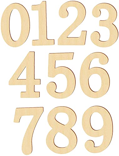 U/D 10 Stück Holzzahlen für DIY Handwerk Zahlen 0 bis 9 selbstklebende Ziffern Form für Handwerk Holzverzierung (Holz) von U/D