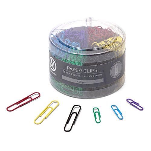U Brands 661U08-24 Büroklammern, mittelgroß 3,8 cm und groß 5,1 cm, verschiedene Farben, 450 Stück von U Brands