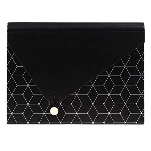 U Brands Modern Classic Fashion Expandable File Folder, Letter Size, 13 Pockets, Black, White & Gold von U Brands