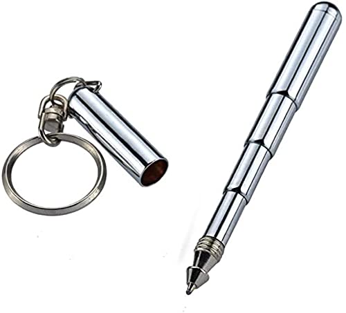 Kugelschreiber mit Schlüsselhalter Faltbarer Edelstahl-Füllfederhalter Vorbereitung Mini-Stift Niedlicher, dehnbarer, einziehbarer Kugelschreiber Leichte, Dehnbare Mode Praktisches D von U-K