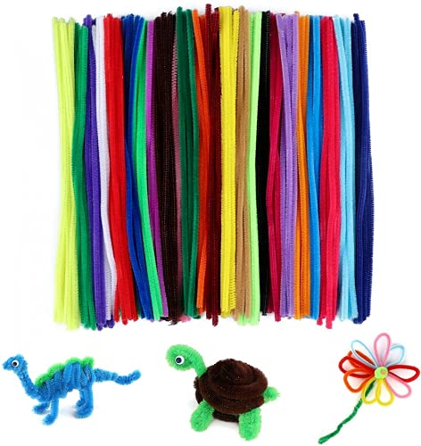 Pfeifenreiniger, Chenille-Draht, 6 mm x 30 cm, flexibler Plüsch, für Kinder zum Basteln und Dekorieren (240 Stück - 24 Farben), praktischer Griff von U-K