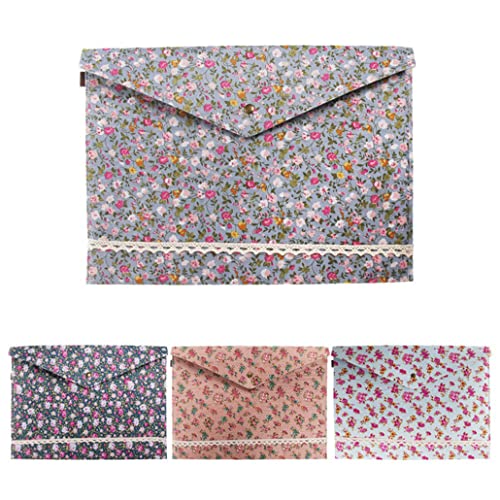 1 Stück A4 Baumwolle Brieftaschen Mappen, Floral bedruckte Dokumenten-Akten, Geldbörsen, Mappen, Umschlagtaschen mit Druckknopfverschluss für Büro von U-M