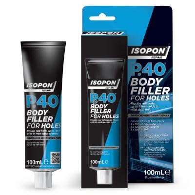 U-Pol Isopon P.40 glasfaserverstärkte Spachtelmasse, 100 Gramm Tube, gelb von U-POL