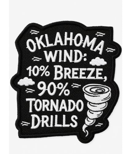 U-Sky Aufnähen oder Aufbügeln auf Sarkasmus bestickte Applikation | Oklahoma Wetterbewusstsein Patch | Windsatire Design | Tornado-Symbol | bestickt zum Aufbügeln für Jacken, Hüte, Taschen von U-Sky