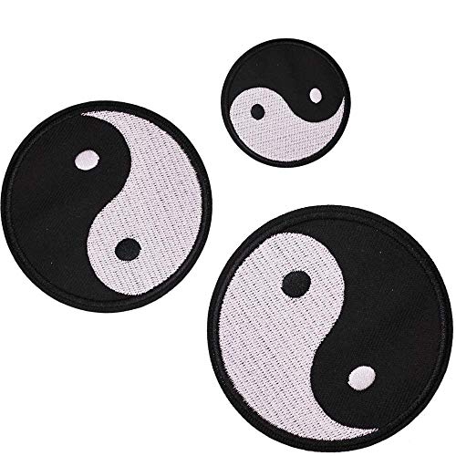 U-Sky Aufnäher zum Aufnähen oder Aufbügeln, 3 Stück Yin und Yang Bügelflicken für Jeans, Taiji-Logo-Patches für Jacken, weiße und schwarze Stickapplikationen für Rucksäcke, Größe 9,6 cm / 7,5 cm / 5,1 von U-Sky