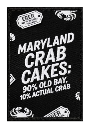 U-Sky Aufnäher zum Aufnähen oder Aufbügeln, Motiv: Maryland Crab Cakes Heritage, klassisches Meeresfrüchte-Satire-Design, schwarz-weißer Textstil, Hut-, Taschen-, Jacken-Emblem U-Sky Aufnäher zum Aufnähen oder Aufbügeln, Motiv: Maryland Crab Cakes Heritage, klassisches Meeresfrüchte-Satire-Design, schwarz-weißer Textstil, Hut-, Taschen-, Jacken-Emblem von U-Sky
