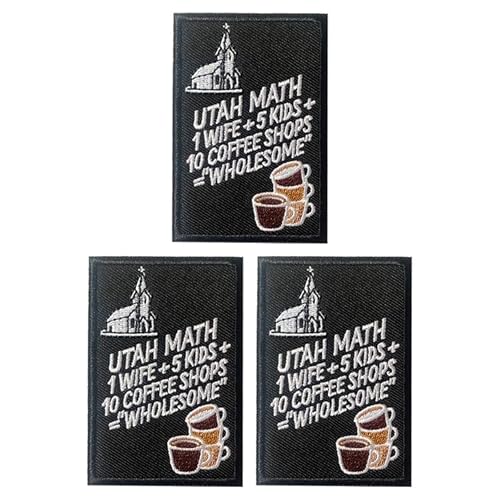 U-Sky Aufnäher zum Aufnähen oder Aufbügeln, Motiv: Sarkasmus, Utah-Lifestyle, Humor, bestickter Aufnäher, Familien- und Kaffee-Gleichungs-Satire-Design, Kapellen-Motiv, Schwarz und Weiß, für Hüte U-Sky Aufnäher zum Aufnähen oder Aufbügeln, Motiv: Sarkasmus, Utah-Lifestyle, Humor, bestickter Aufnäher, Familien- und Kaffee-Gleichungs-Satire-Design, Kapellen-Motiv, Schwarz und Weiß, für Hüte von U-Sky