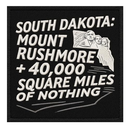 U-Sky Aufnäher zum Aufnähen oder Aufbügeln mit Sarkasmus, bestickt, South Dakota Wilderness Pride, bestickter Aufnäher, Mount Rushmore & weit geöffnete Räume, Staats-Silhouette, Jacke, Tasche, Hut von U-Sky