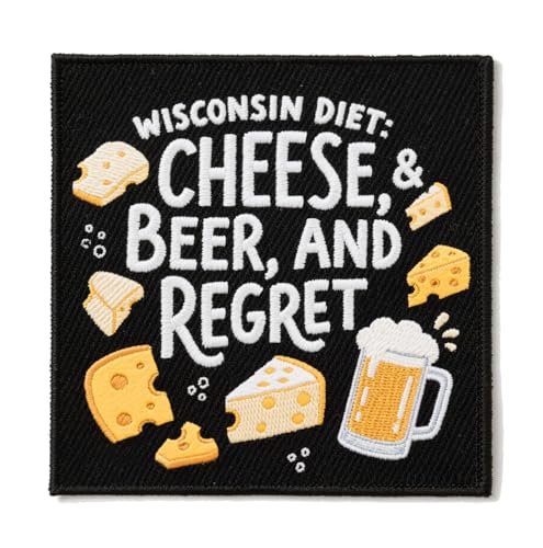 U-Sky Aufnäher zum Aufnähen oder Aufbügeln mit Sarkasmus, bestickt, Wisconsin Käse und Bier Satire, Humor-Design, bestickte Milchmotive, zum Aufbügeln für Hüte, Jacken U-Sky Aufnäher zum Aufnähen oder Aufbügeln mit Sarkasmus, bestickt, Wisconsin Käse und Bier Satire, Humor-Design, bestickte Milchmotive, zum Aufbügeln für Hüte, Jacken von U-Sky
