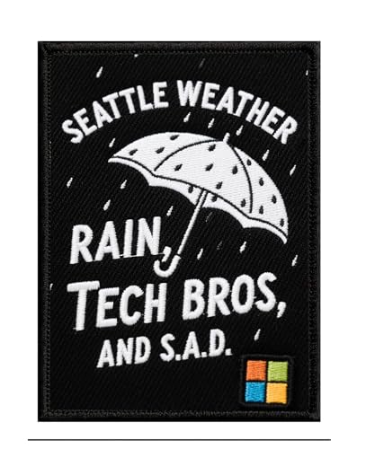 U-Sky Aufnäher zum Aufnähen oder Aufbügeln mit Sarkasmus bestickter Aufnäher | Seattle Culture Sarkasmus bestickter Aufnäher | Rainy City Satirisches Design – Tech Lifestyle & Wolkige Stimmung | von U-Sky